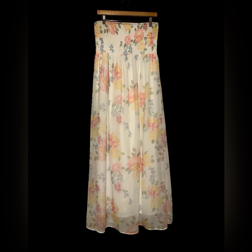 Old Navy Strapless Floral Maxi Dress‎ with Smocked Top size L
